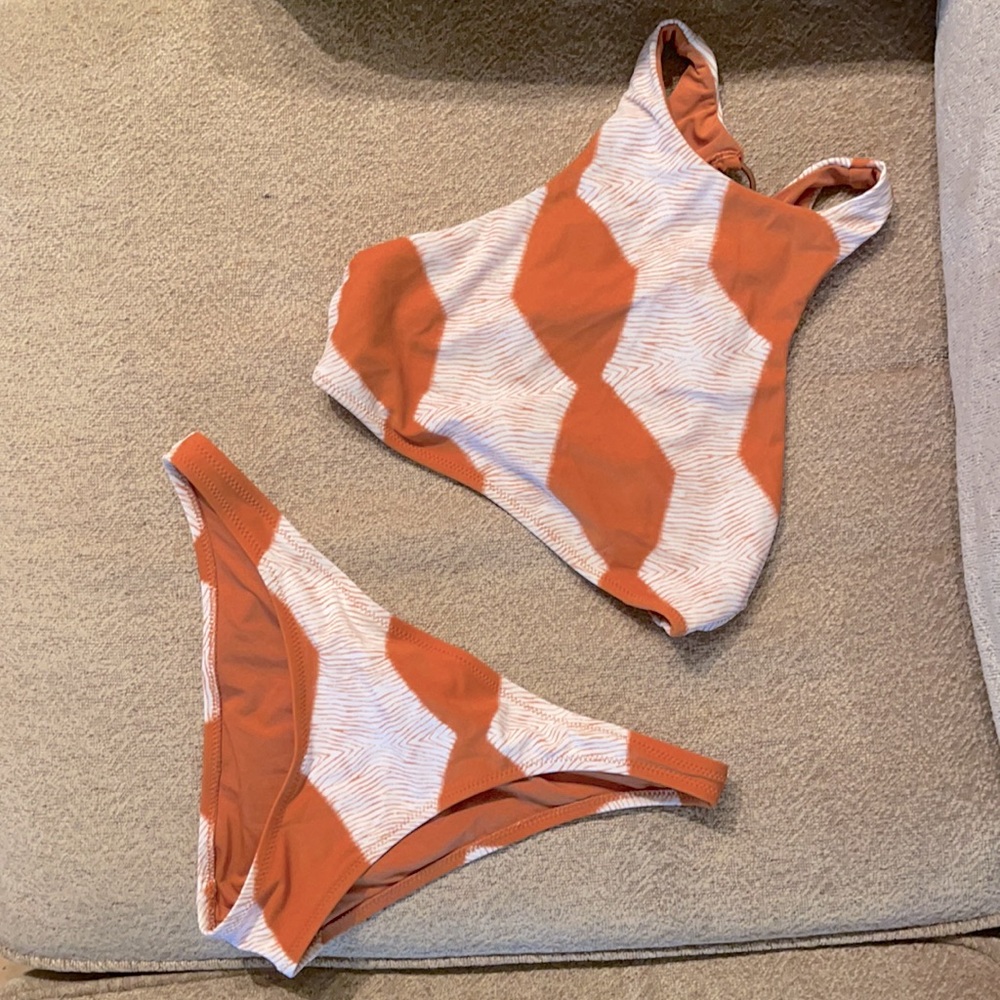 Boho Burnt Orange Metal Ring Bikini